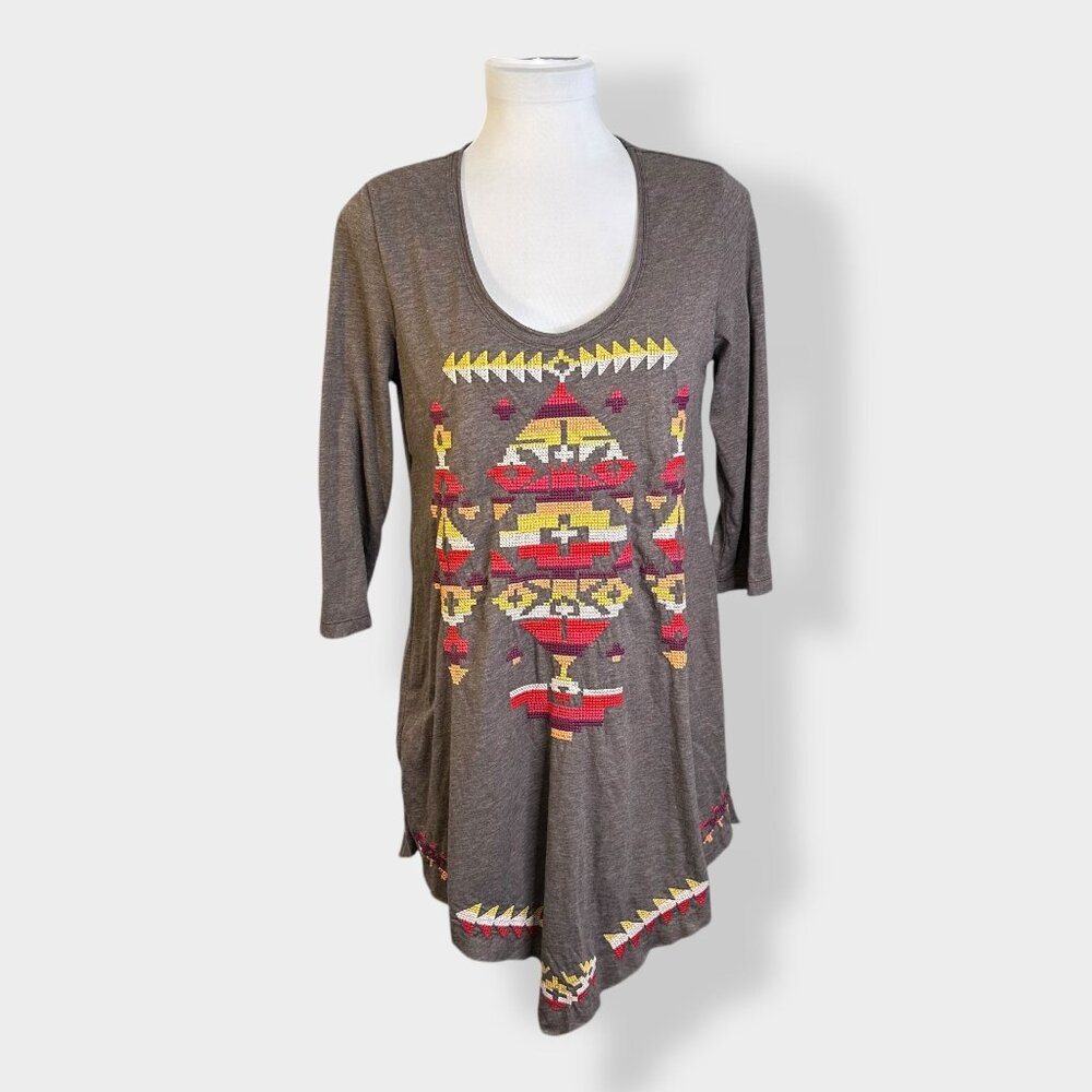 Johnny Was Embroidered Aztec Tunic Top